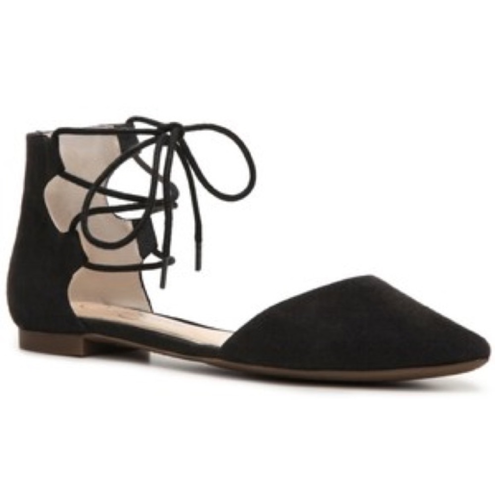 Black Lace Up Ballet Flats